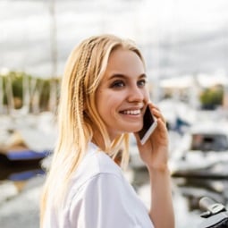 Young blonde girl on the phone