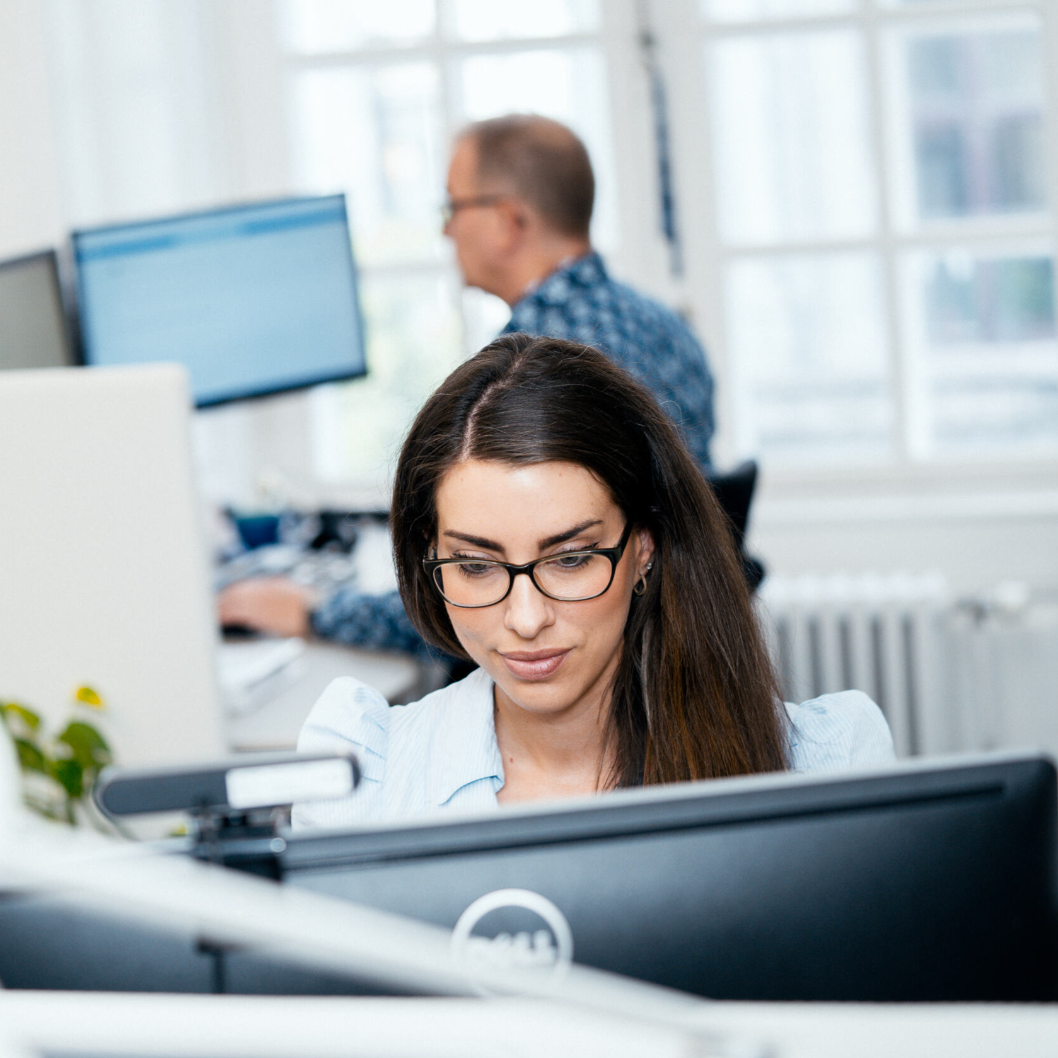 woman working with a computer