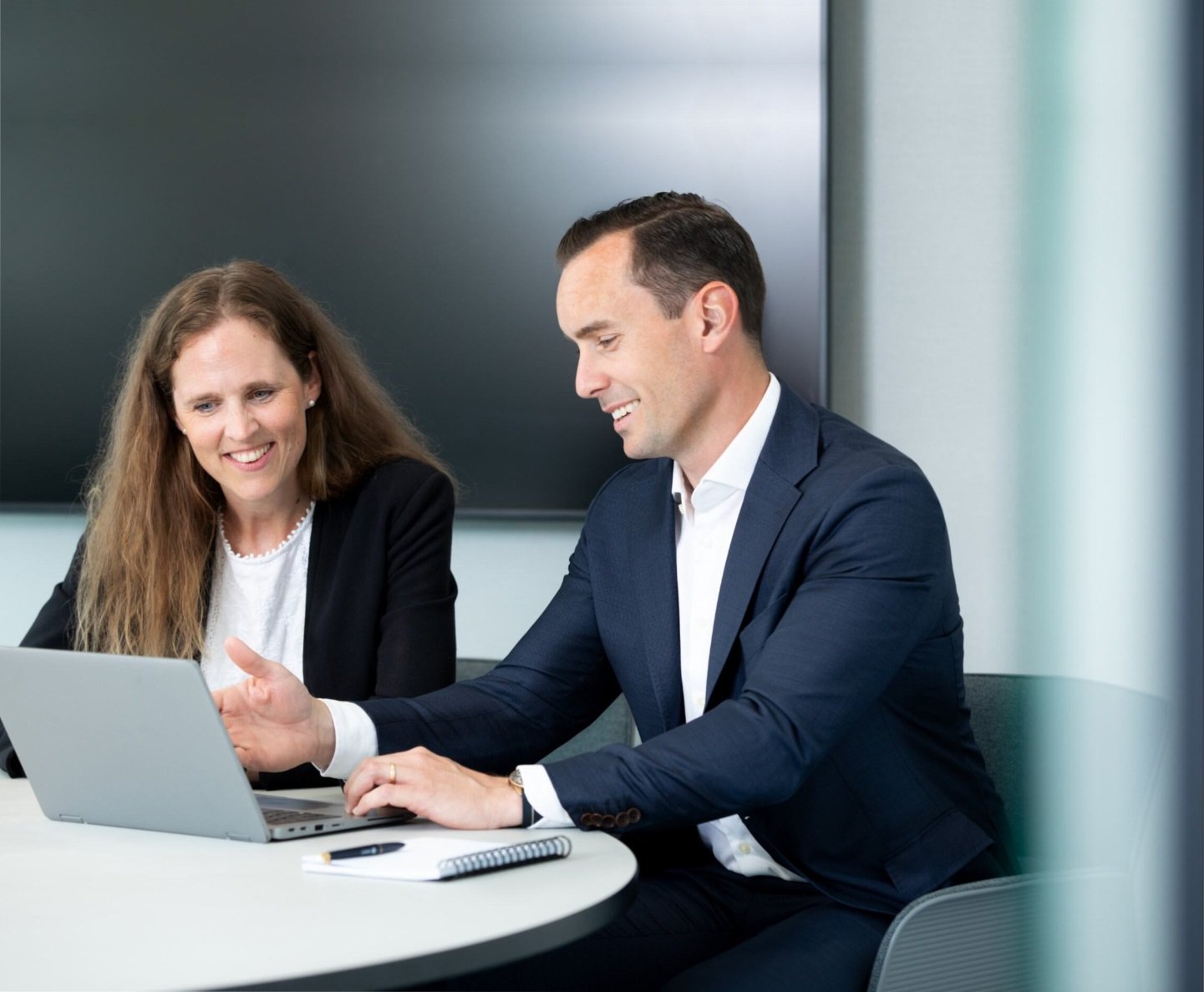 woman and man smiling