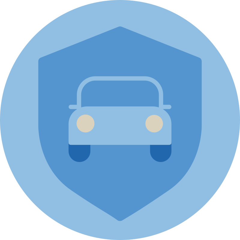 Pictograma de um carro dentro de um escudo