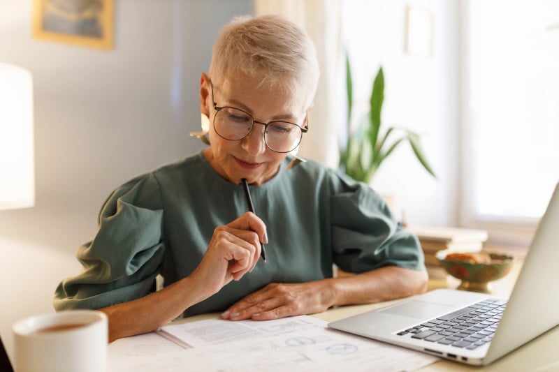 Woman working on a computer