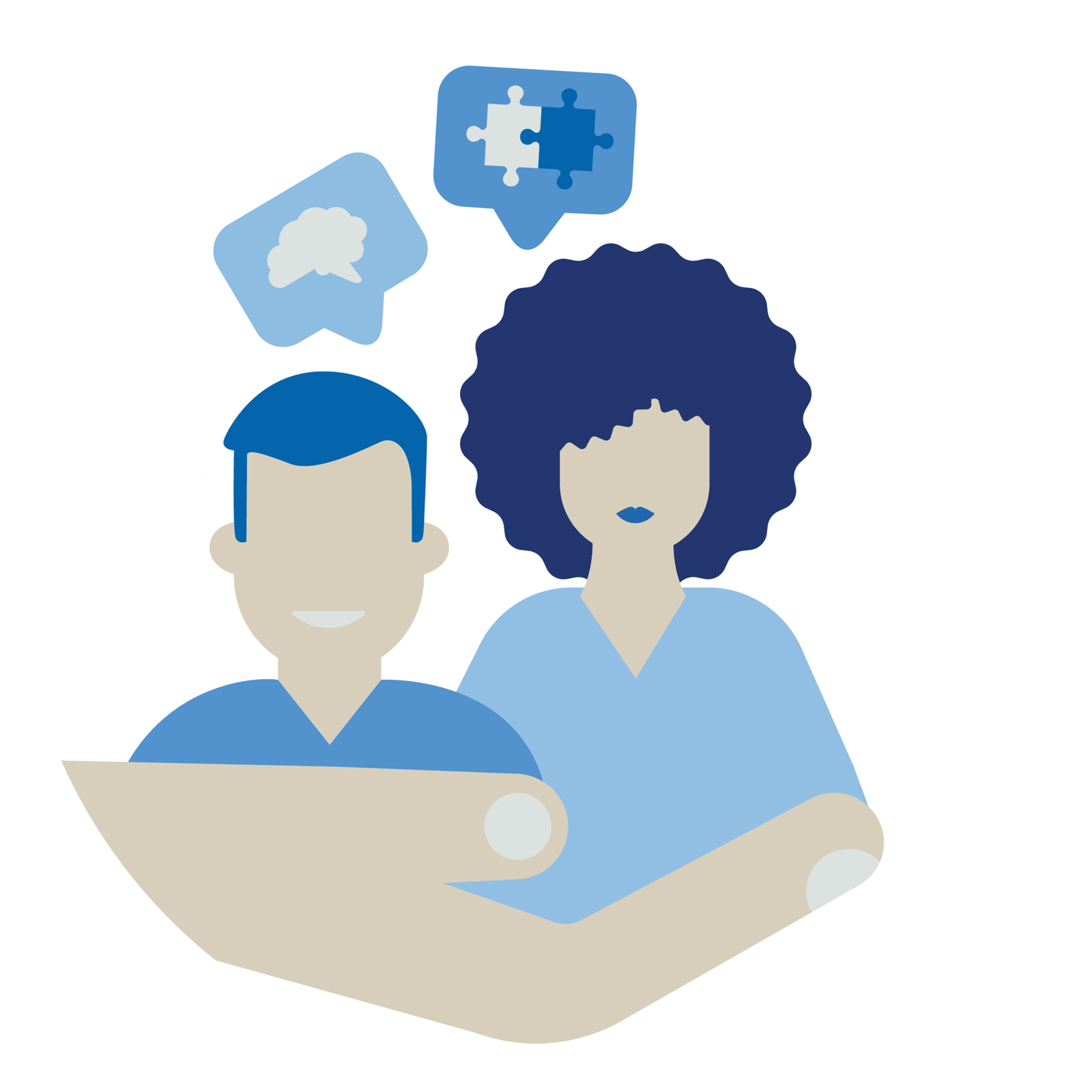 Pictogram of two people interacting