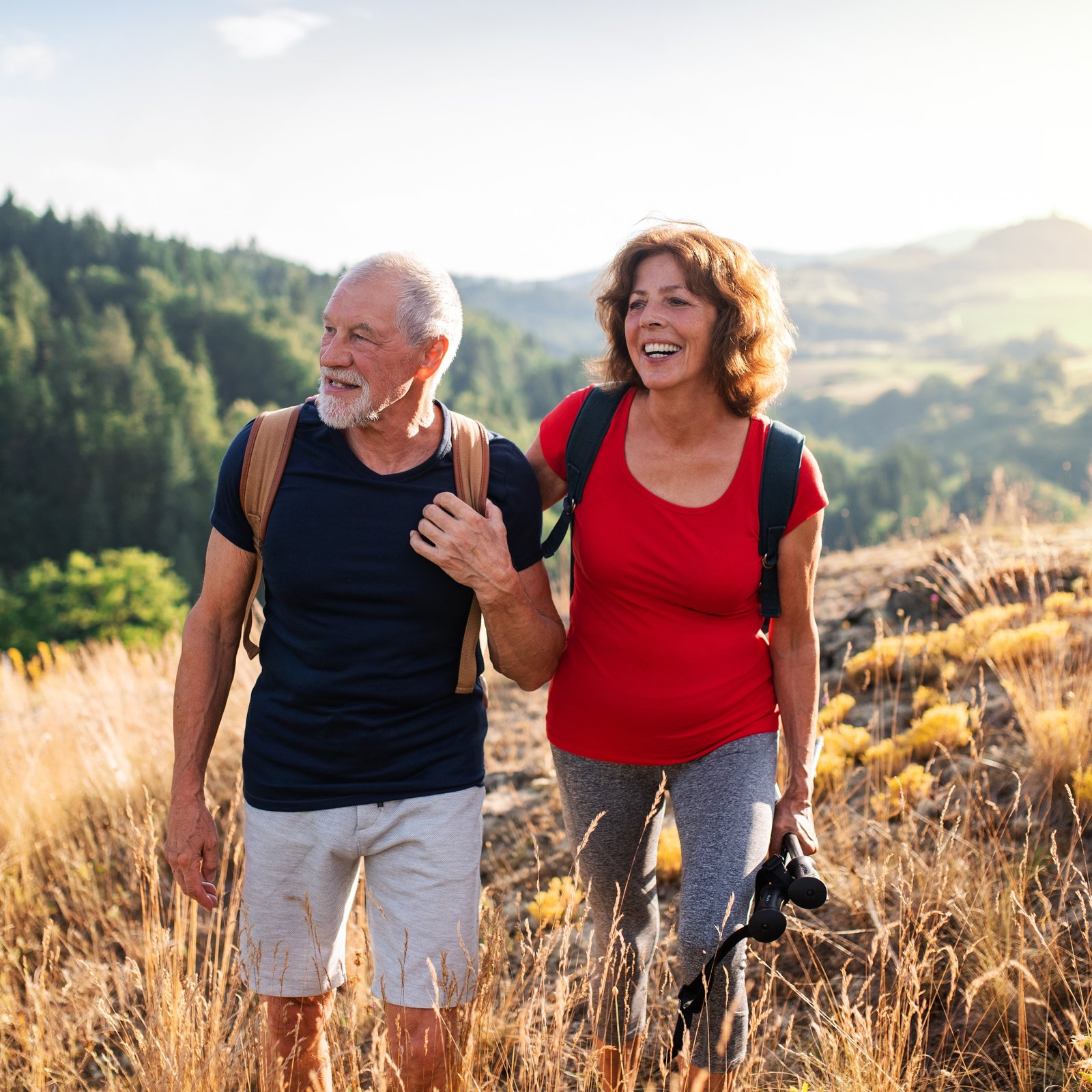 Older couple hiking