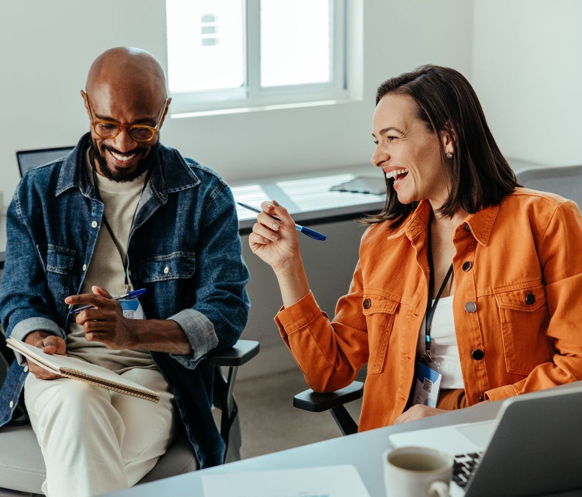 Two people enjoying conversation