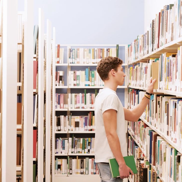 man in a library