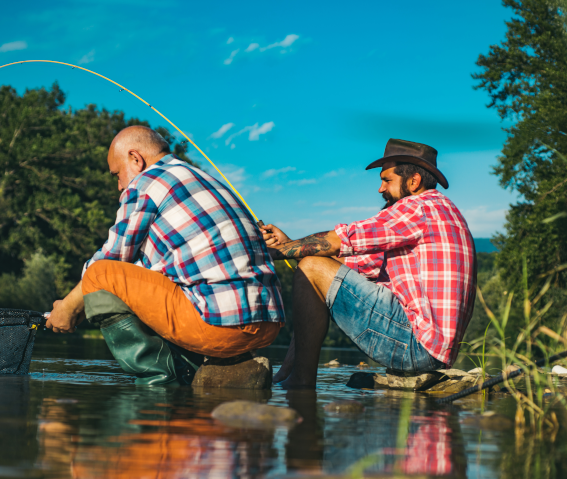 Two mens fishing