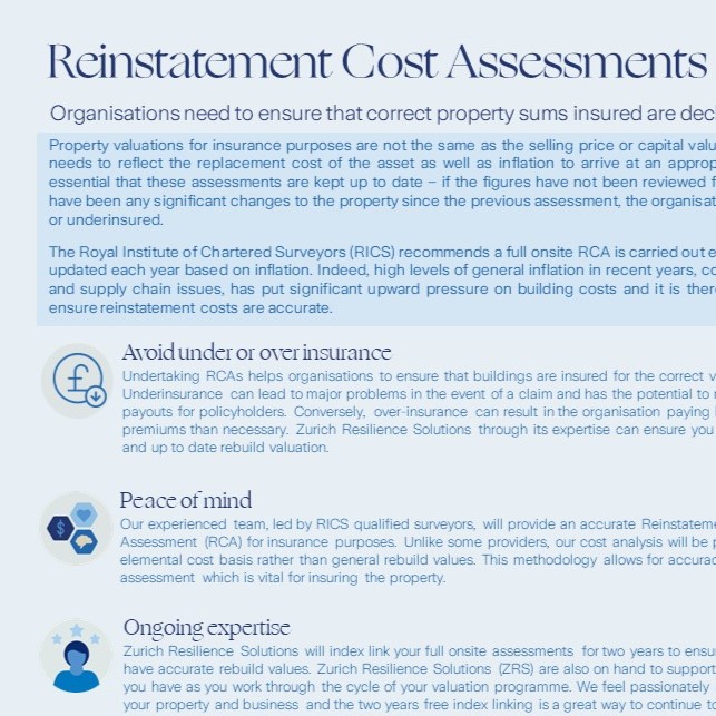 Reinstatement Cost Assessment Factsheet