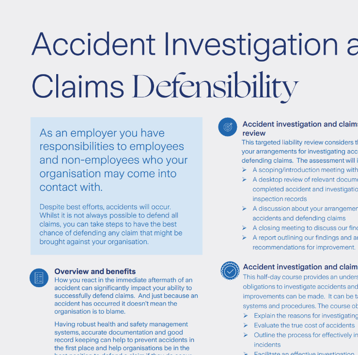 Accident Investigation and Claims Defensibility Review Factsheet​