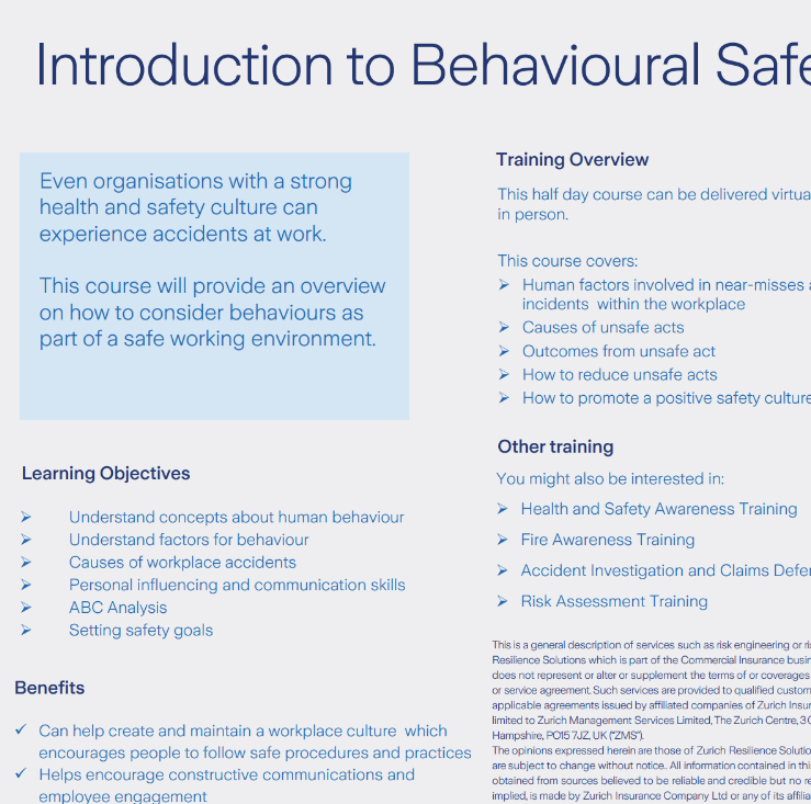 Introduction to Behavioural Safety Training