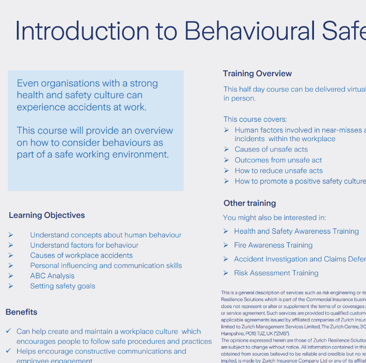 Introduction to Behavioural Safety Training preview