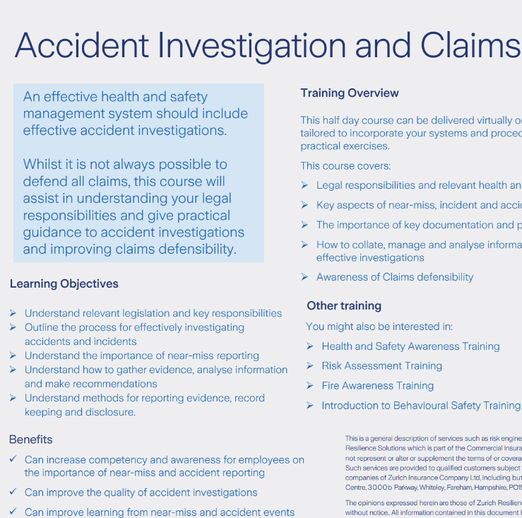 Accident Investigation and Claims Defensibility Training preview