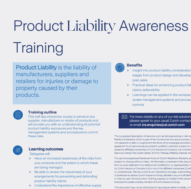 Product Liability Training Factsheet preview