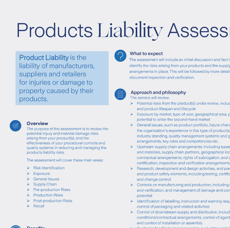 Products Liability Assessment Factsheet preview