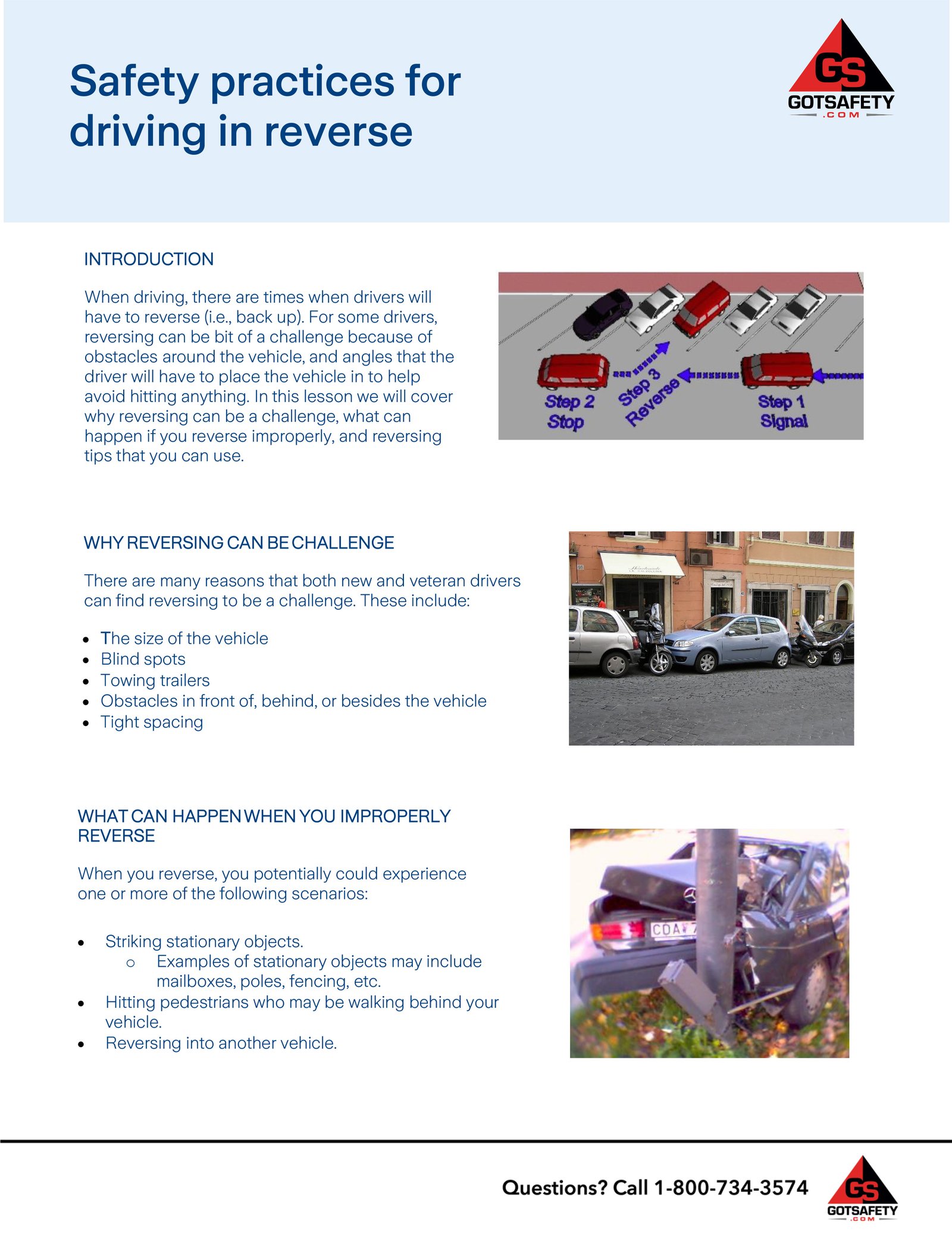 driver training safety practices for driving in reverse