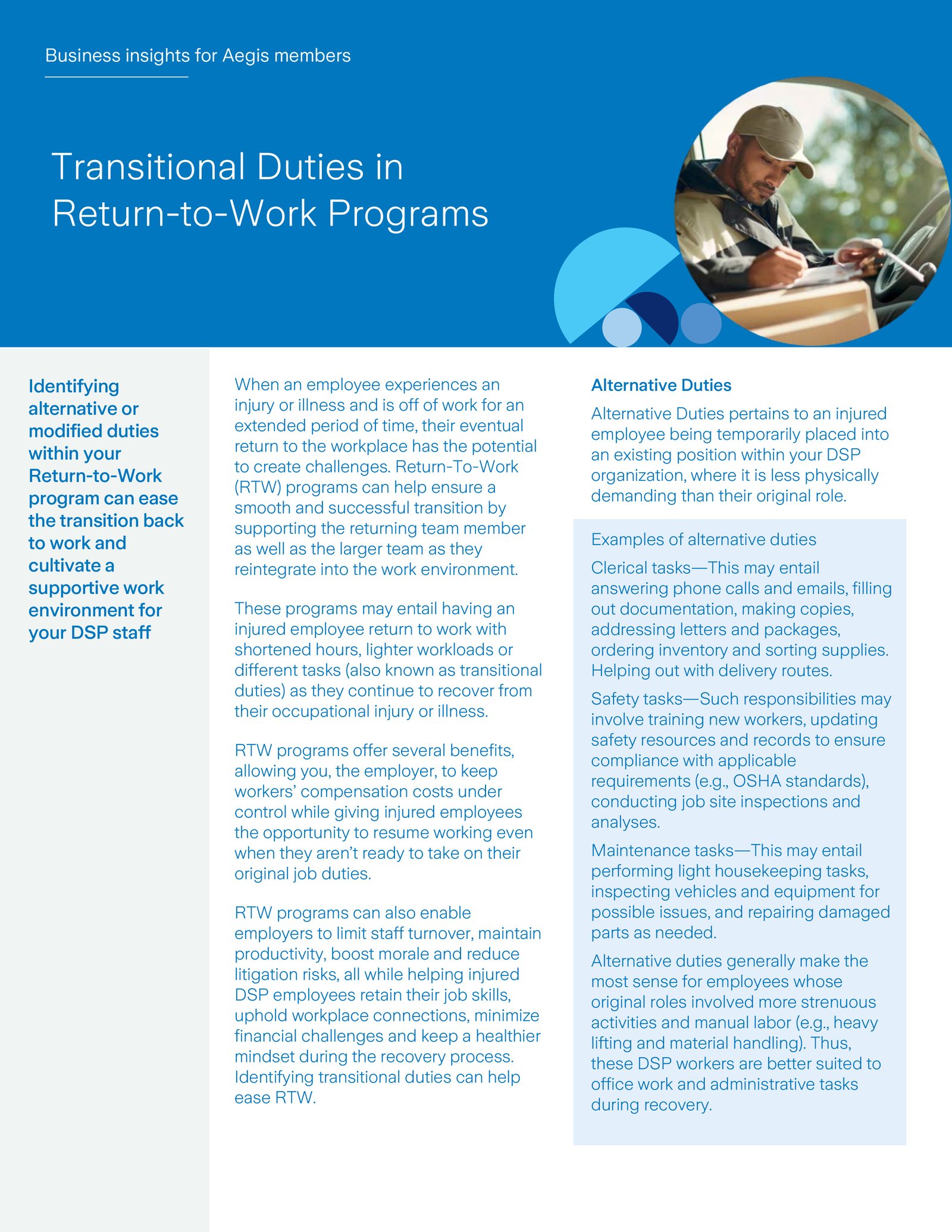 Business Insights Return to Work Programs