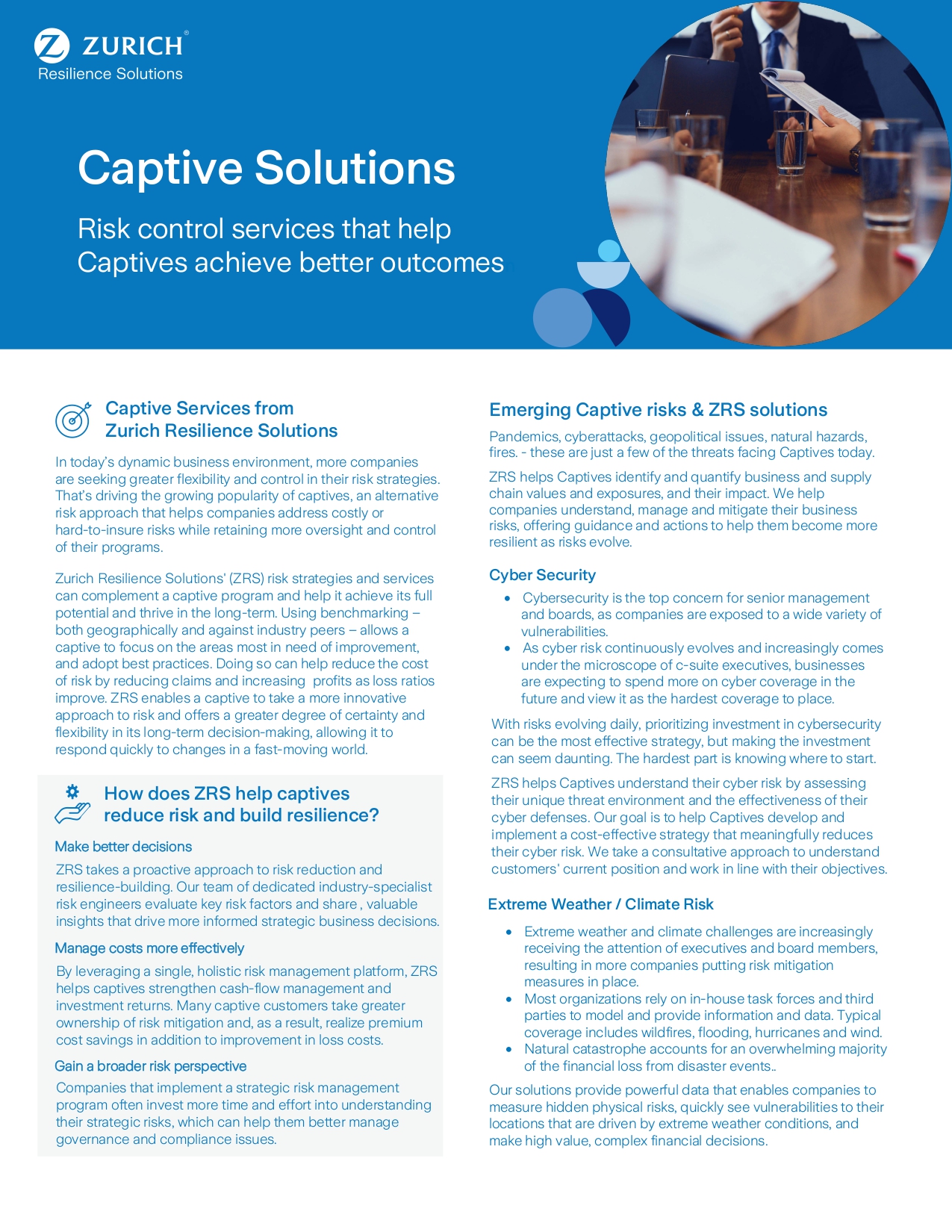 ZRS Captives Solutions Brochure