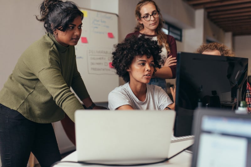 group working on a computer together
