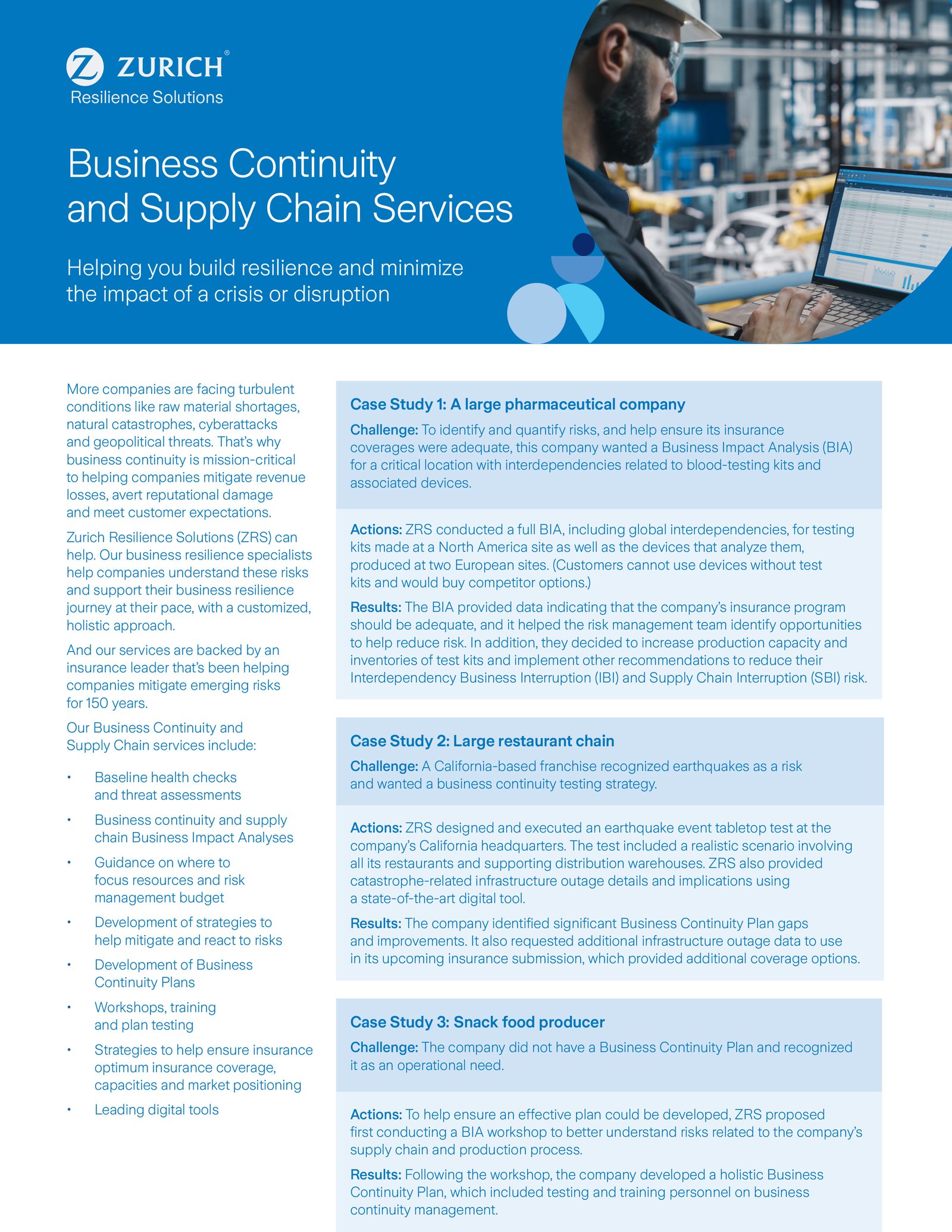 zrs business continuity supply chain case studies