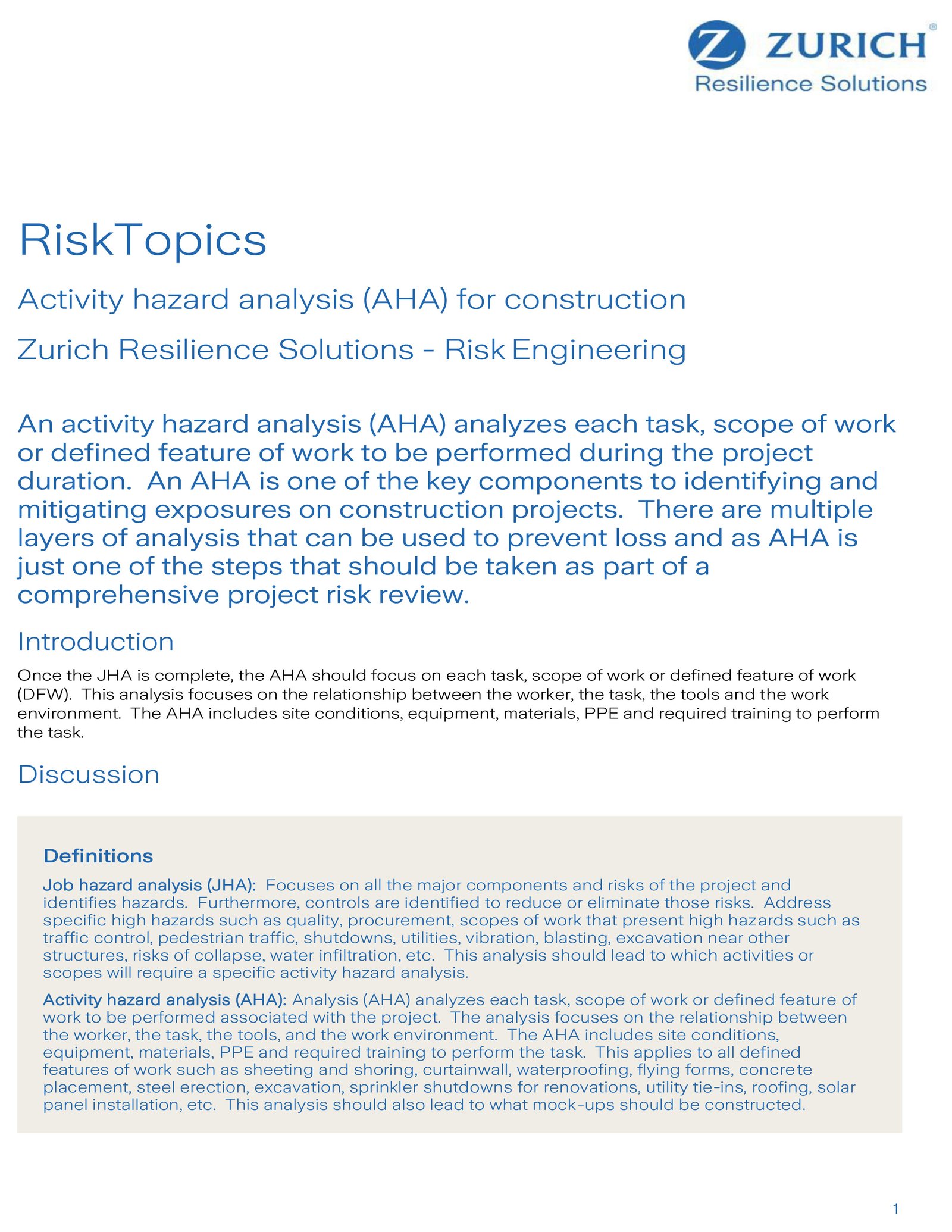activity hazard analysis for construction rt