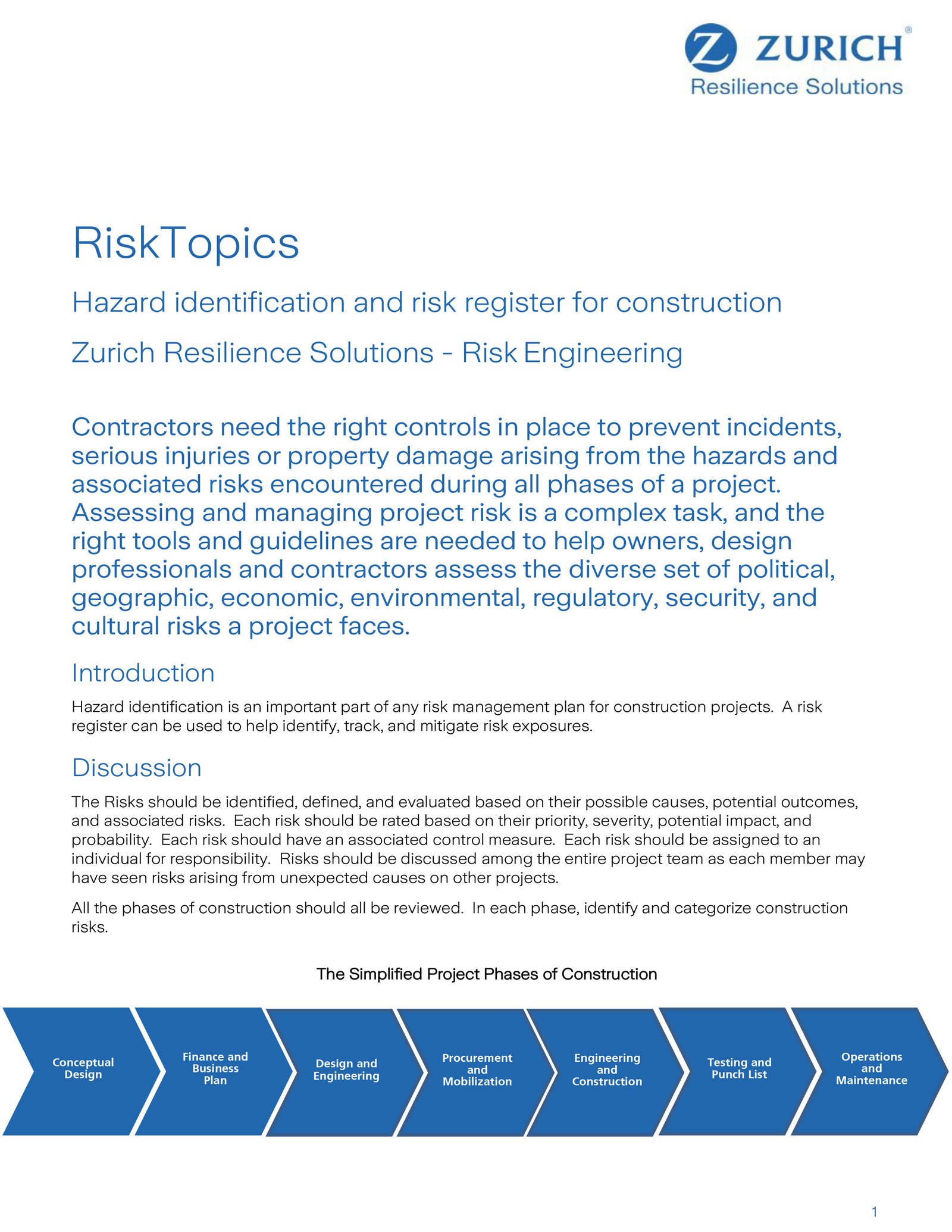 hazard identification and risk register rt