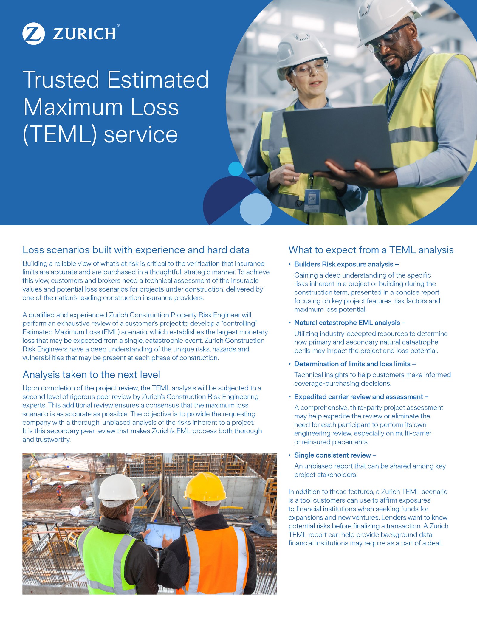 zurich trusted estimated maximum loss teml service