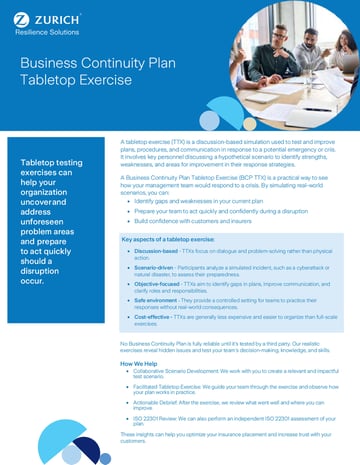 Business Continuity Plan Tabletop Exercise