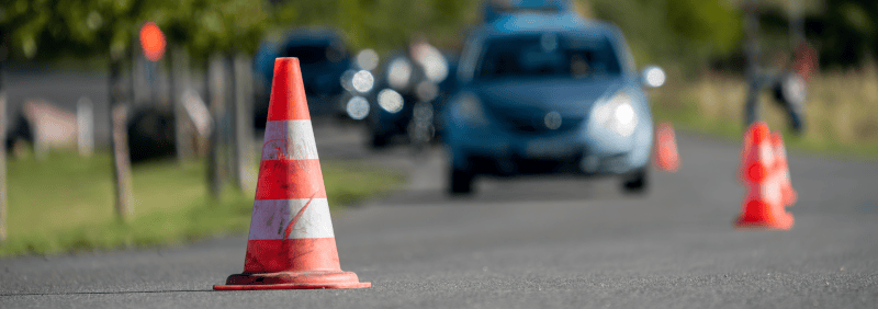 Traffic cone on a roadway