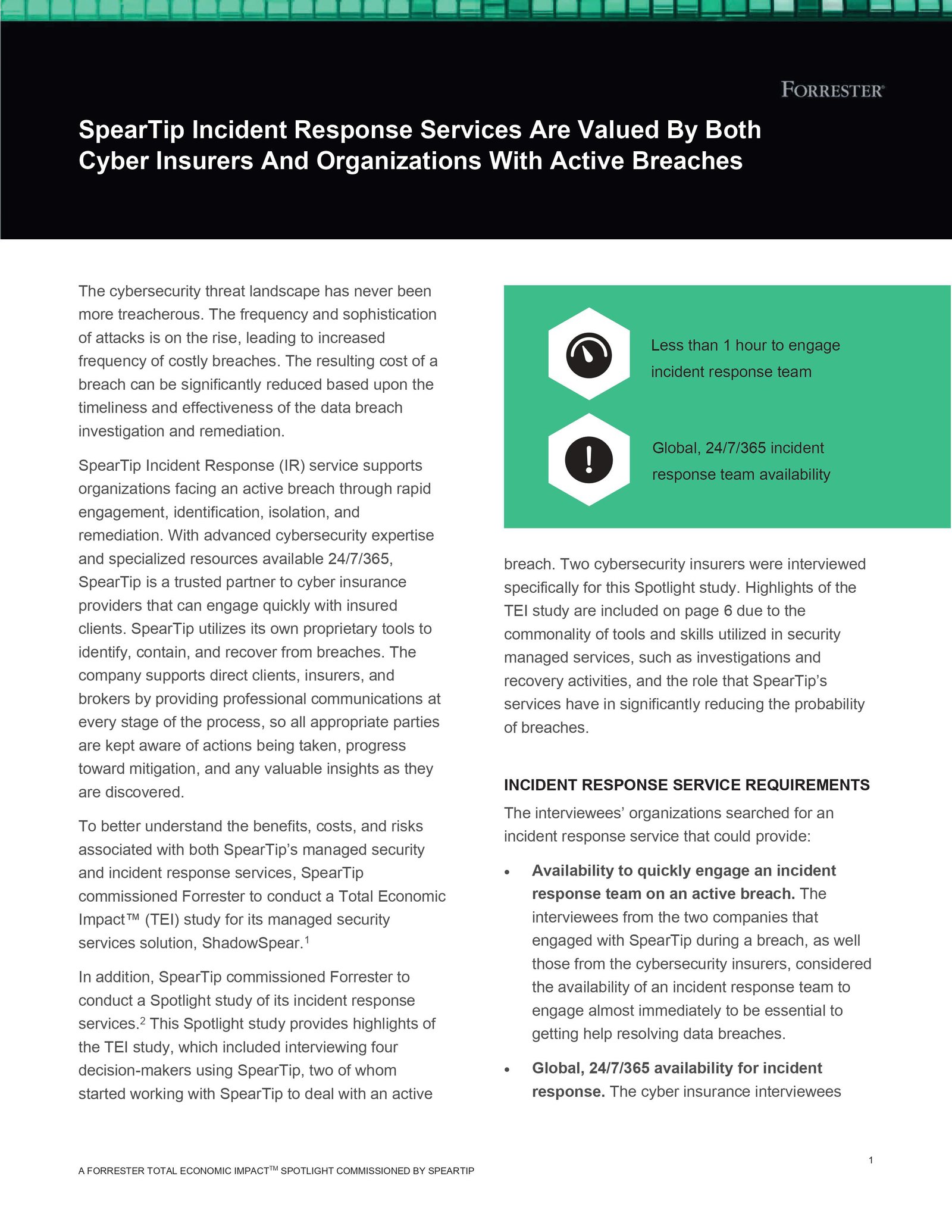 Incident Response Spotlight - Forrester