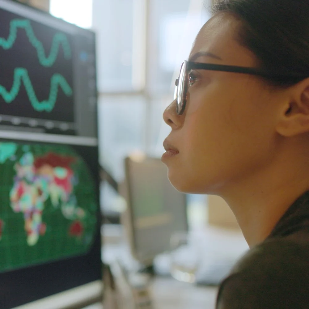 Woman looking at the monitor