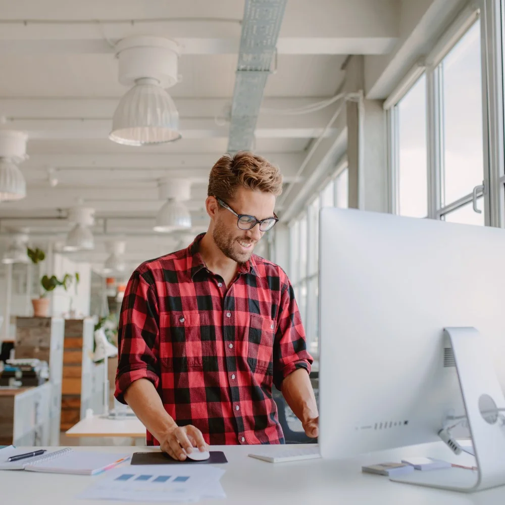 Office employee working at computer