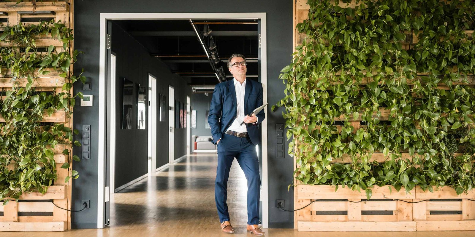Man standing thinking about climate risk