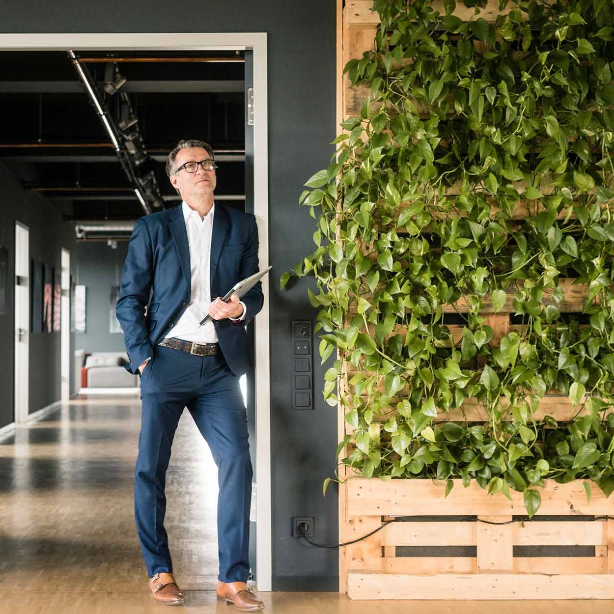 Man standing thinking about climate risk