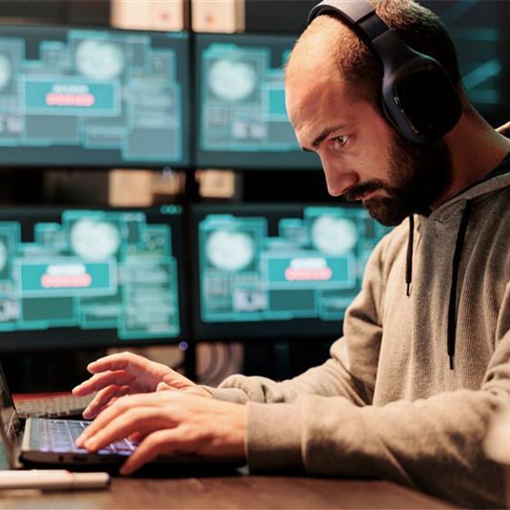 Cybersecurity analyst monitoring data