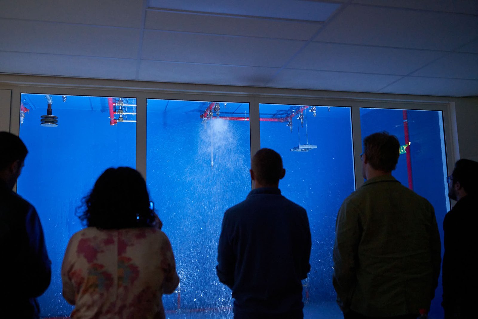 People watching water