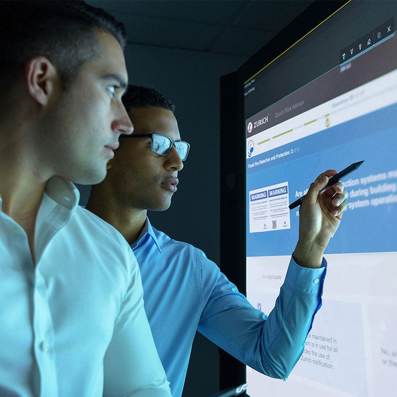 people looking at data