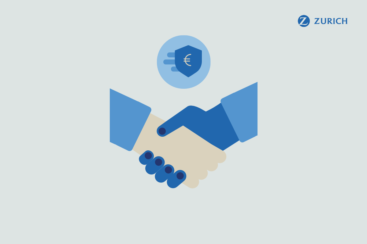 Illustration von zwei Händen, die sich zum Handschlag treffen, als Zeichen für Verhandlung oder Einigung.