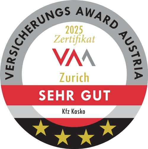VAA Auszeichnung 2025 für die Kfz-Kaskoversicherung von Zurich Versicherung Österreich