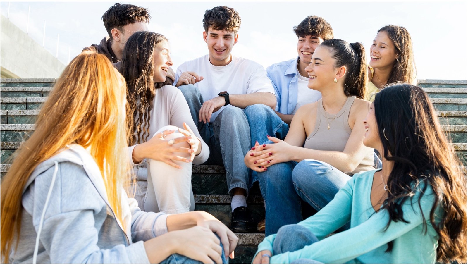 Group of teenagers having a discussion